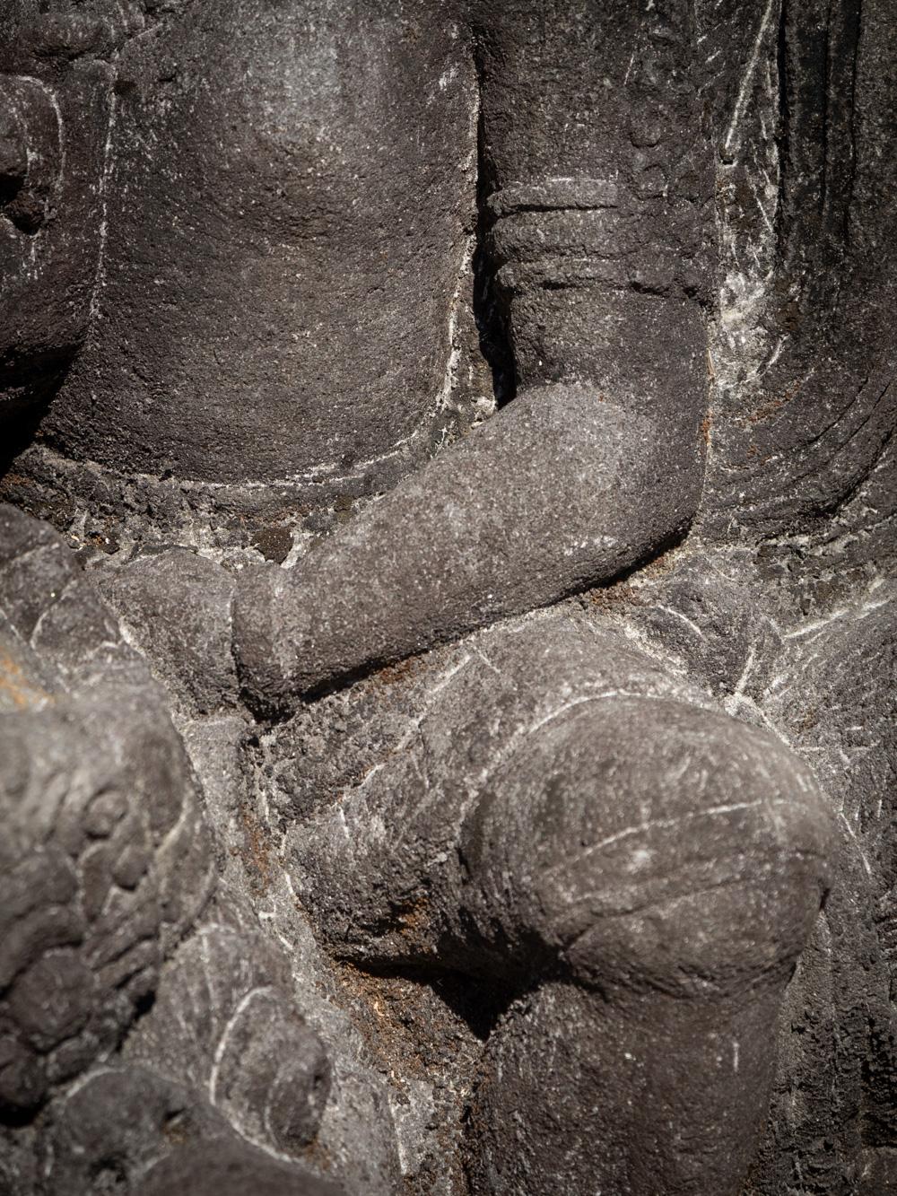 Mid-20th century large old lavastone Vishnu statue on Garuda bird For Sale 11