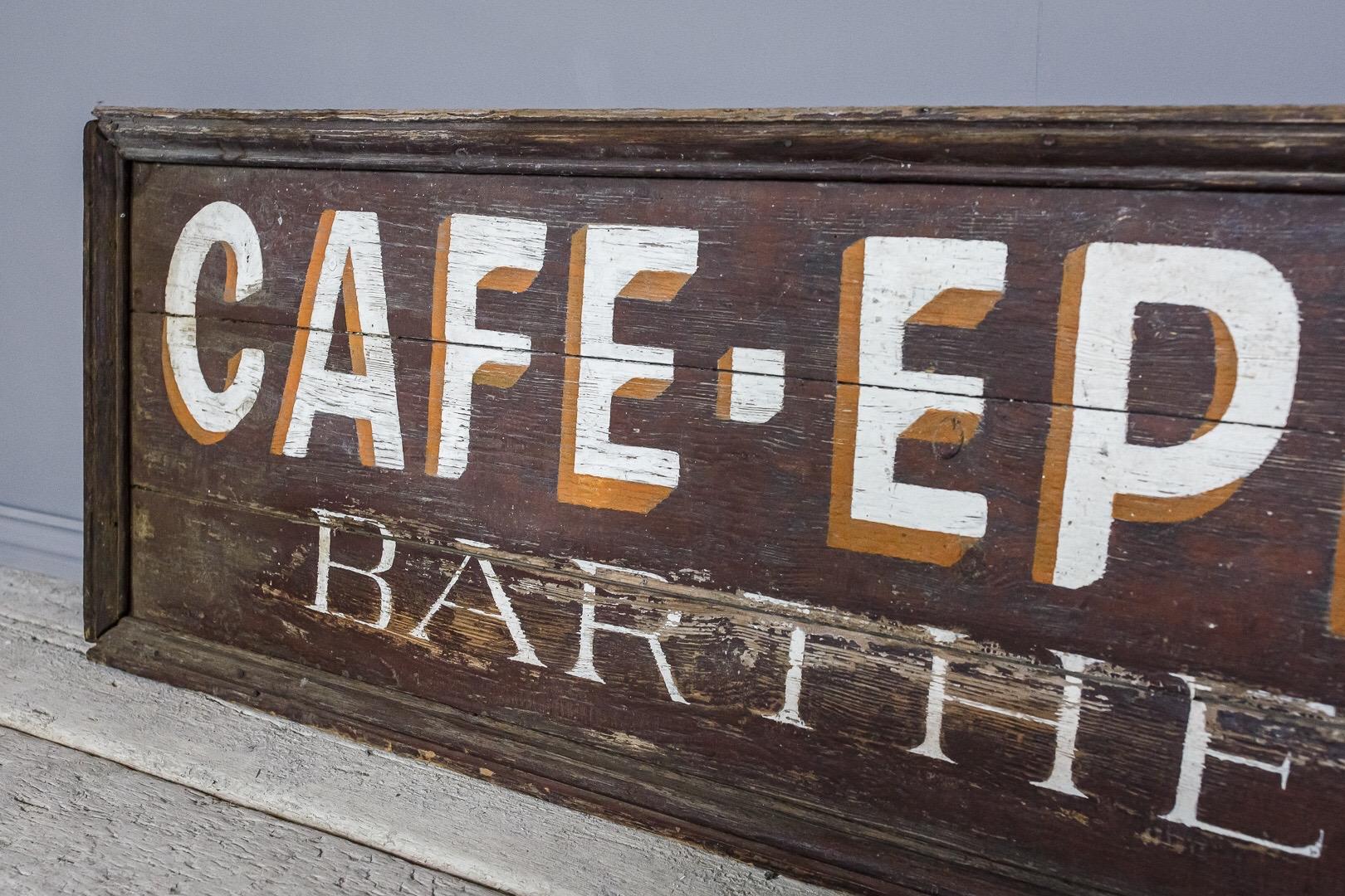 French Mid-20th Century Large Original Cafe Epicerie Sign