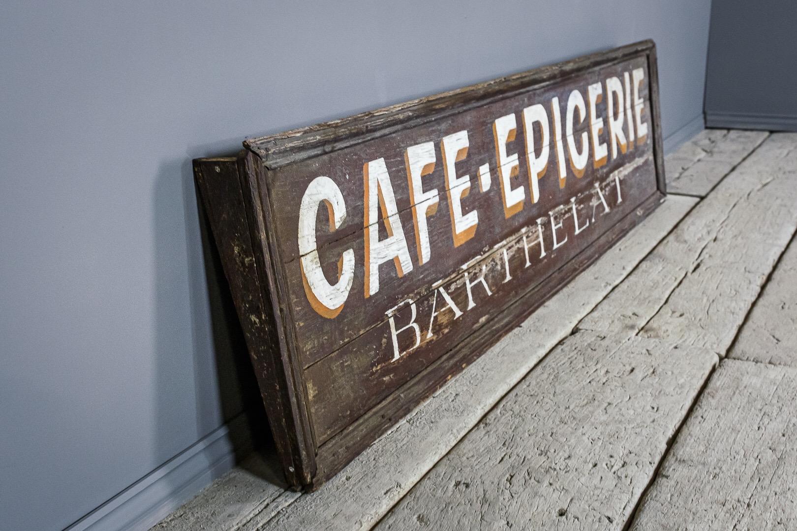 Mid-20th Century Large Original Cafe Epicerie Sign In Fair Condition In Pease pottage, West Sussex