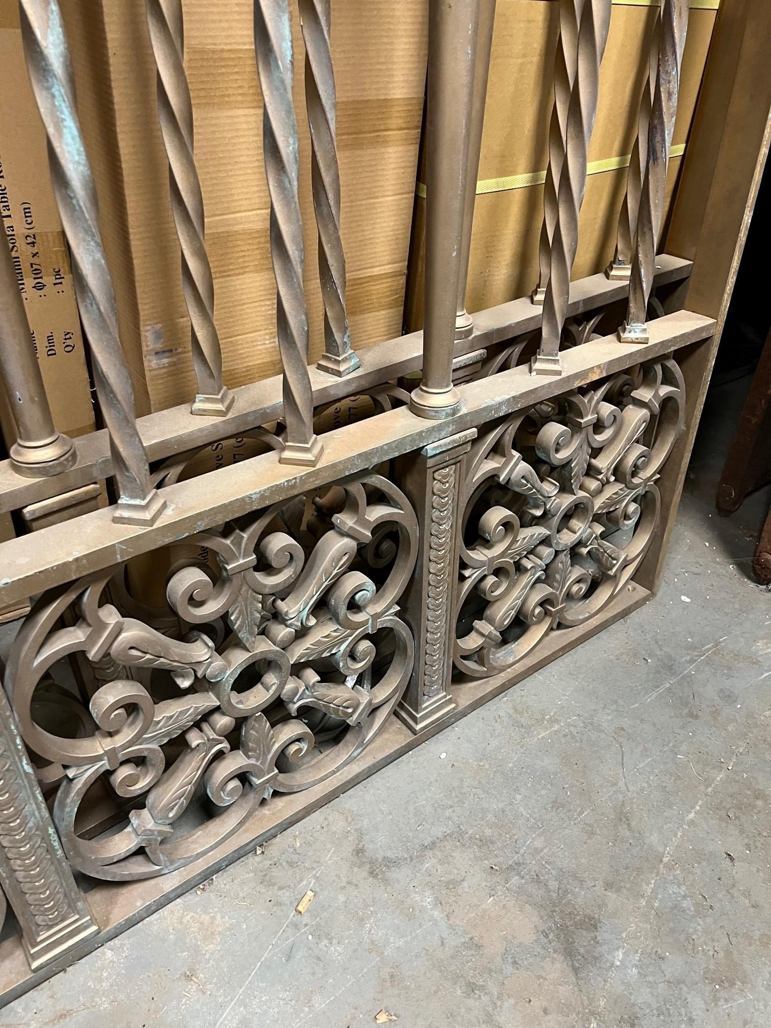 Mid 20th Century Large Pair of Bronze Driveway Entrance Gates with Side Panels   For Sale 10