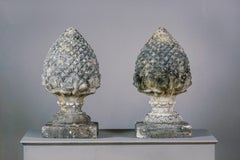 Mid-20th Century Large Pair of Weathered Acorn Finials
