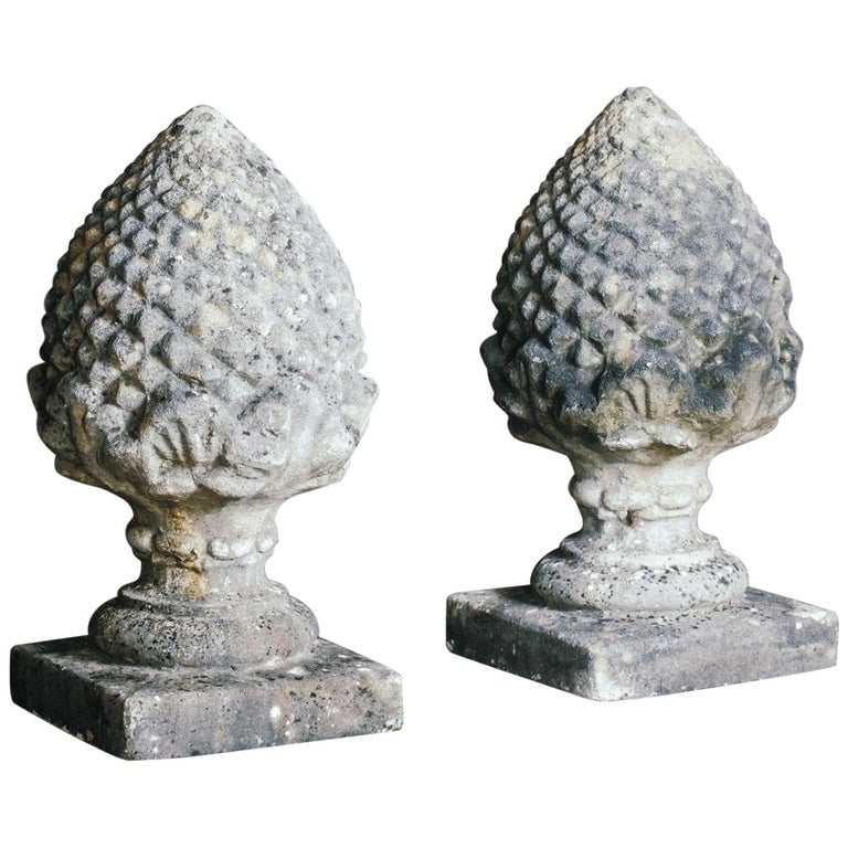 Mid20th Century Large Pair of Weathered Acorn Finials at 1stDibs
