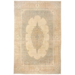 Mid-20th Century Large Persian Kerman Carpet, Soft Tones, Center Medallion