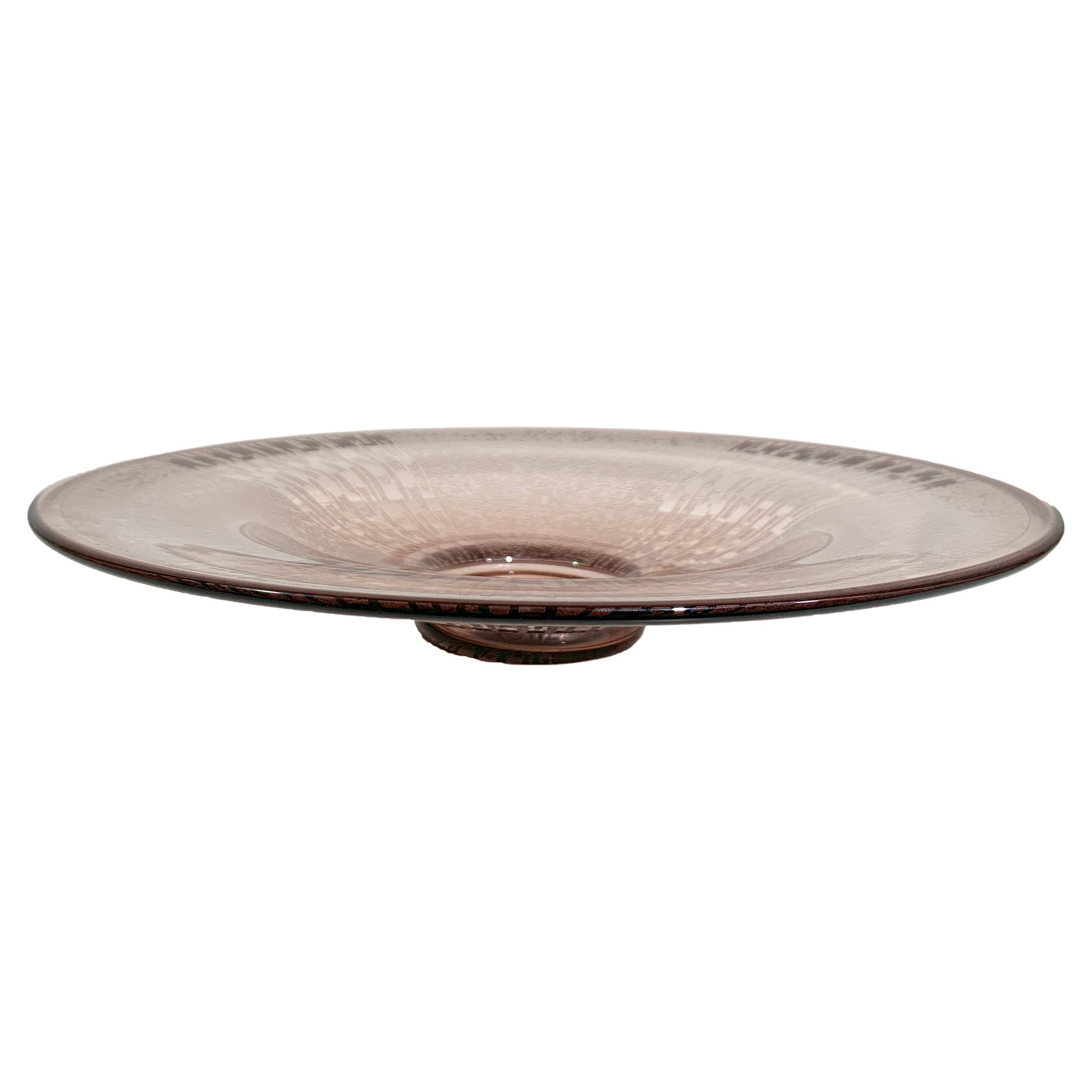 Mid-20th Century Large Sand Blasted Pink Platter Signed Schneider