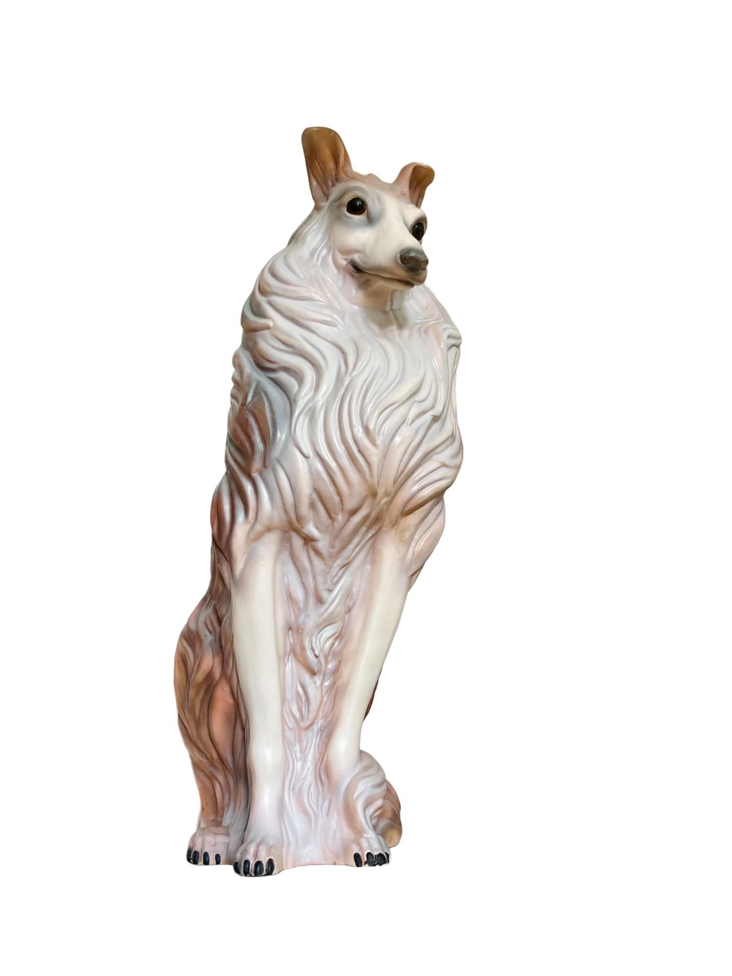 Hollywood Regency Mid 20th Century Large Scale Terracotta Collie Dog Statue