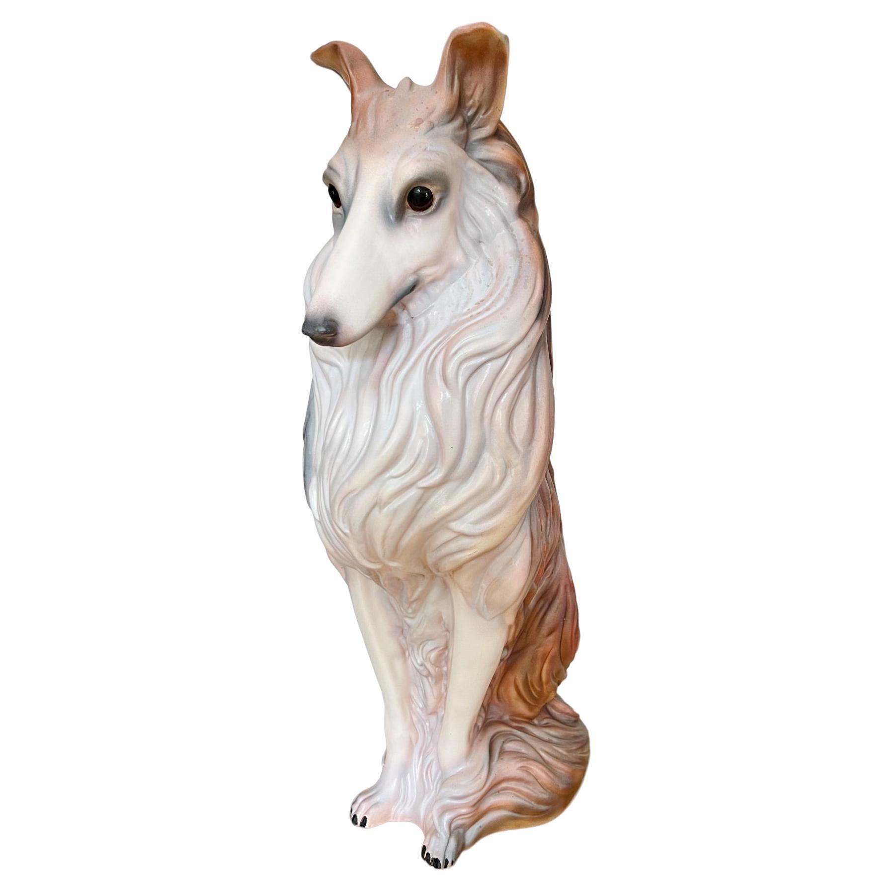 Mid 20th Century Large Scale Terracotta Collie Dog Statue