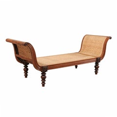 Vintage Mid-20th Century Large-Sized British Colonial Cane Seat Lounger or Daybed