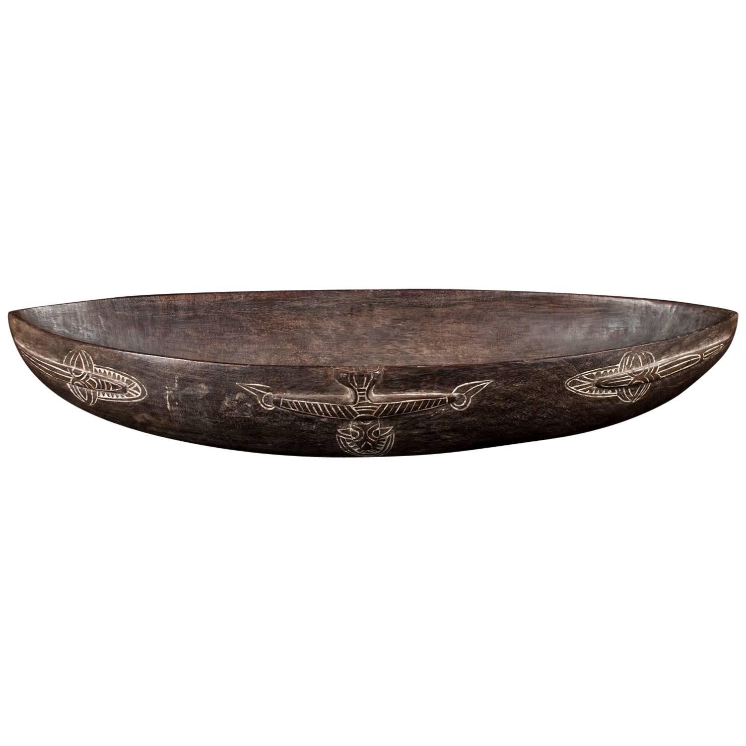 Mid-20th Century Large Tribal Wood Food Bowl, Papua New Guinea