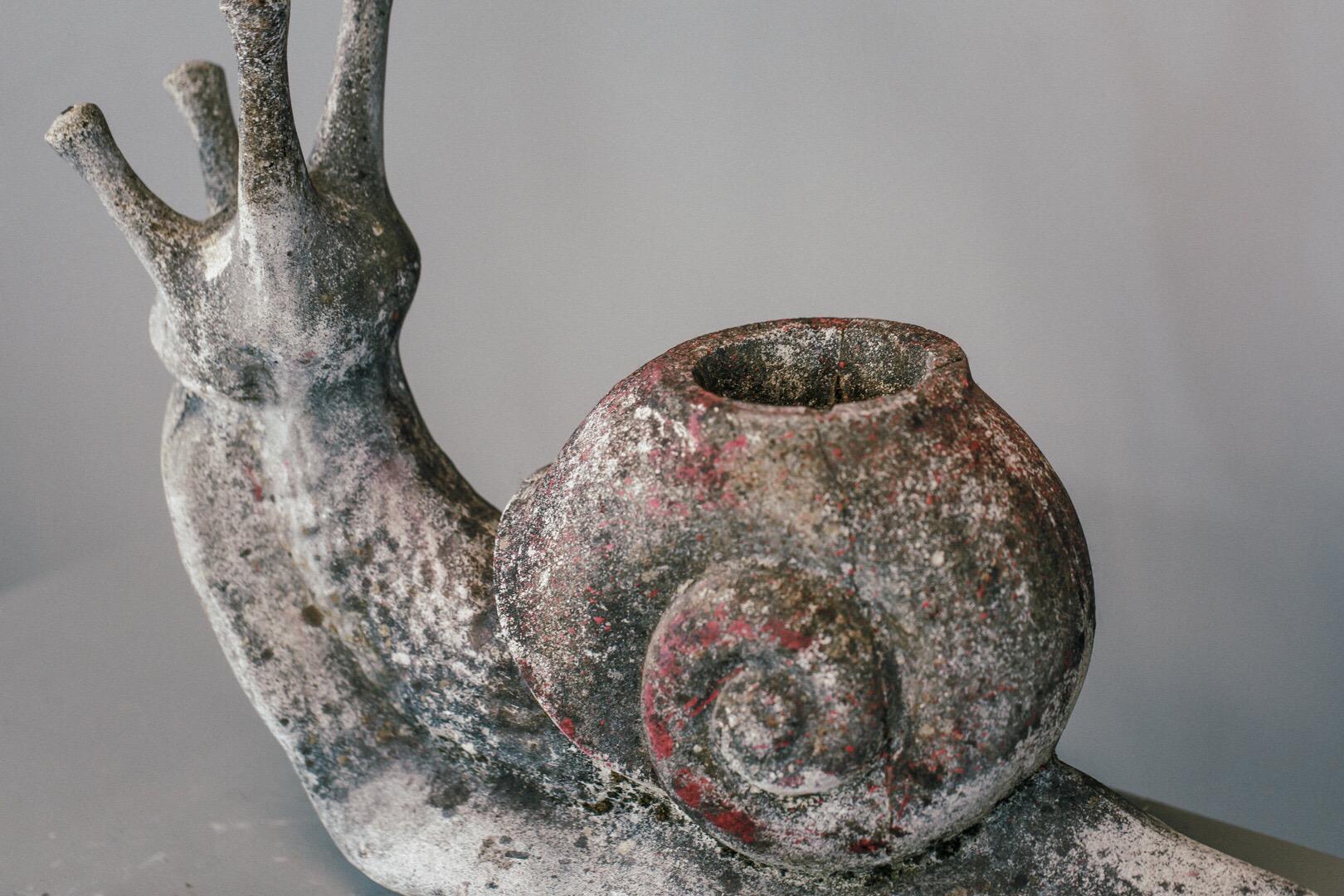 French Mid-20th Century Large Weathered Garden Snail Statue