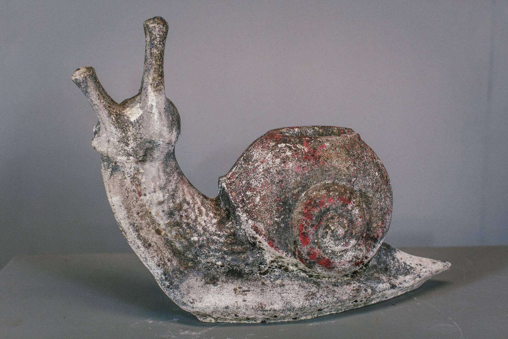 Mid-20th Century Large Weathered Garden Snail Statue 3