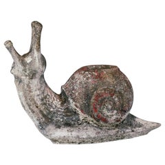Vintage Mid-20th Century Large Weathered Garden Snail Statue