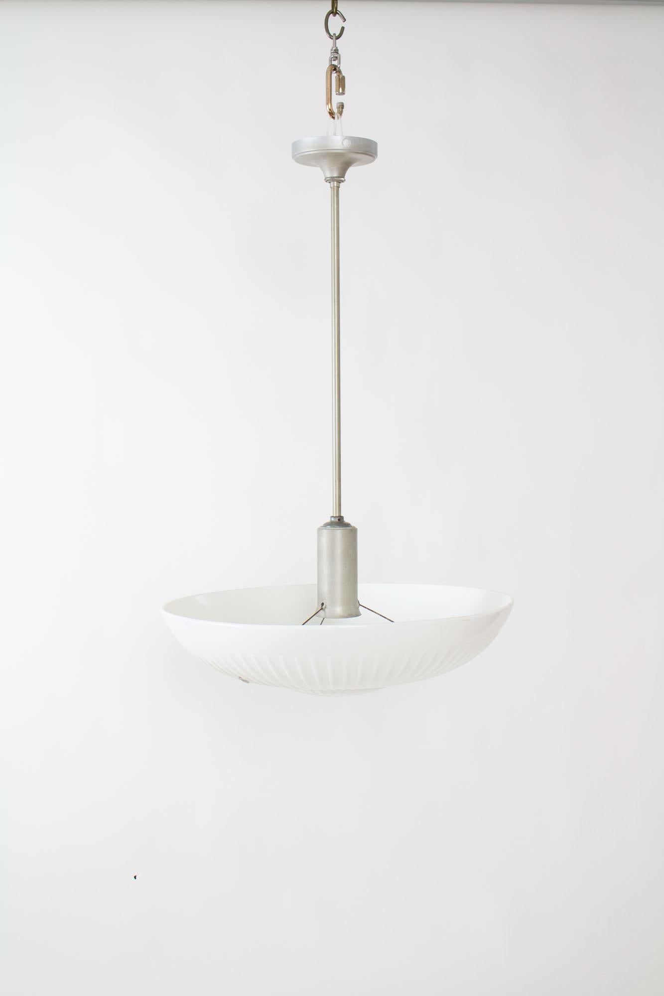 Mid 20th Century Large White Saucer Pendant For Sale 4