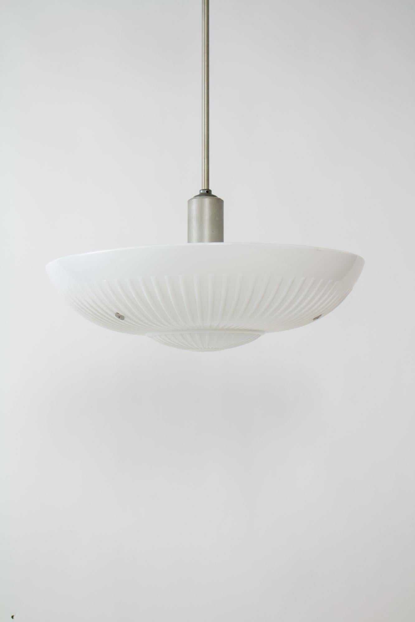 Mid 20th Century Large White Saucer Pendant For Sale 2