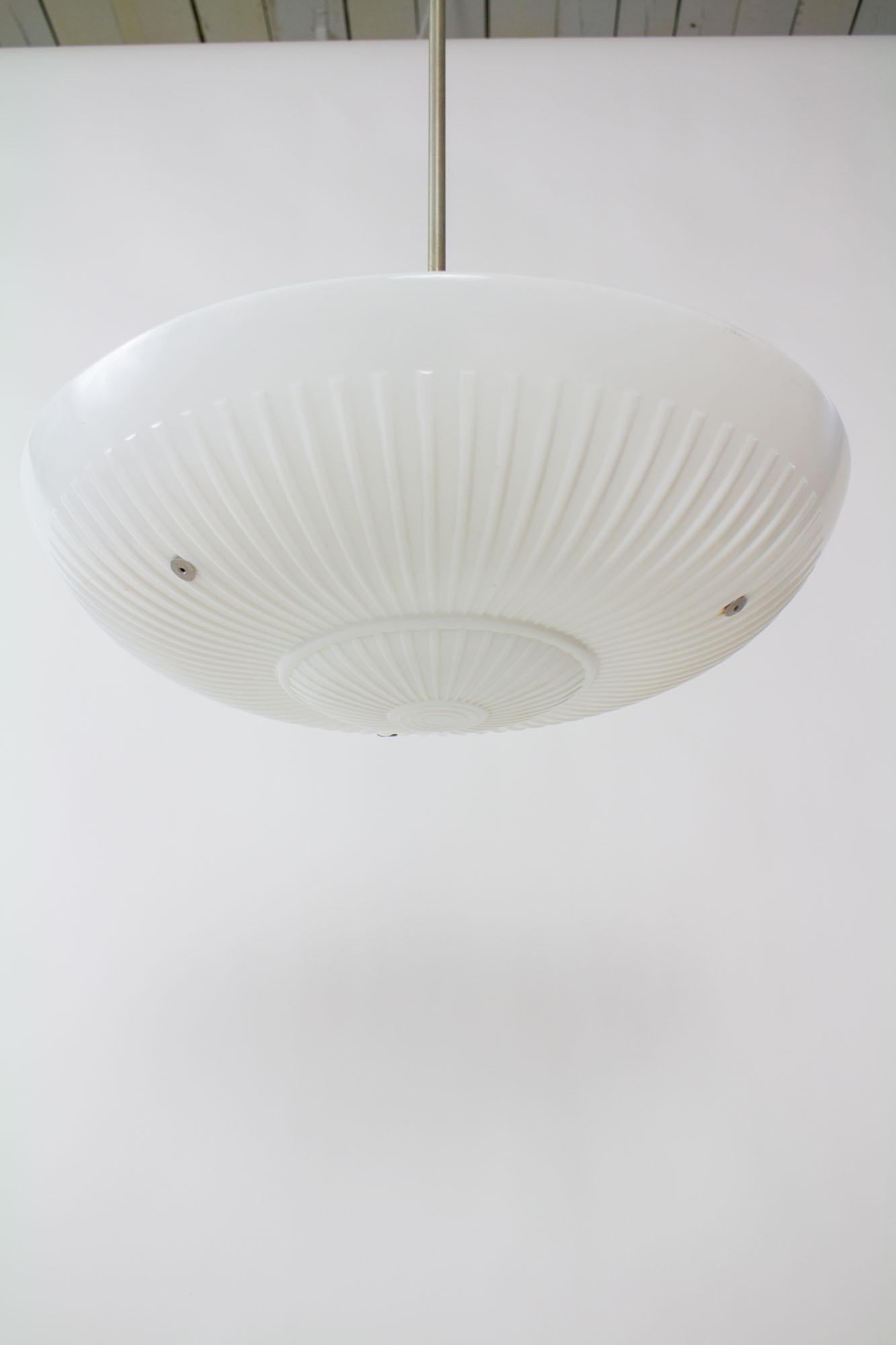 Mid 20th Century Large White Saucer Pendant For Sale 3