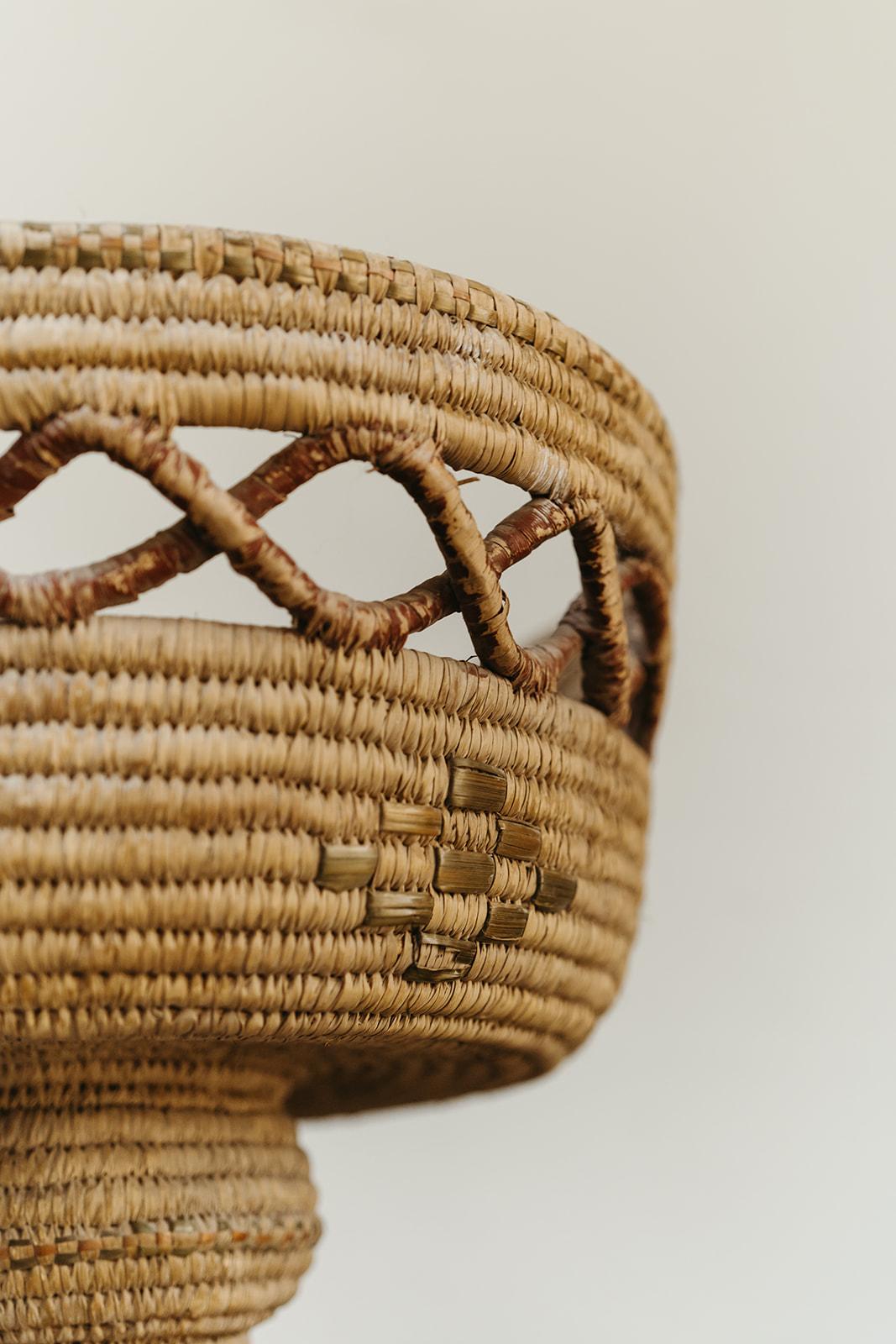 Wicker mid 20th century large wicker bowl ... For Sale