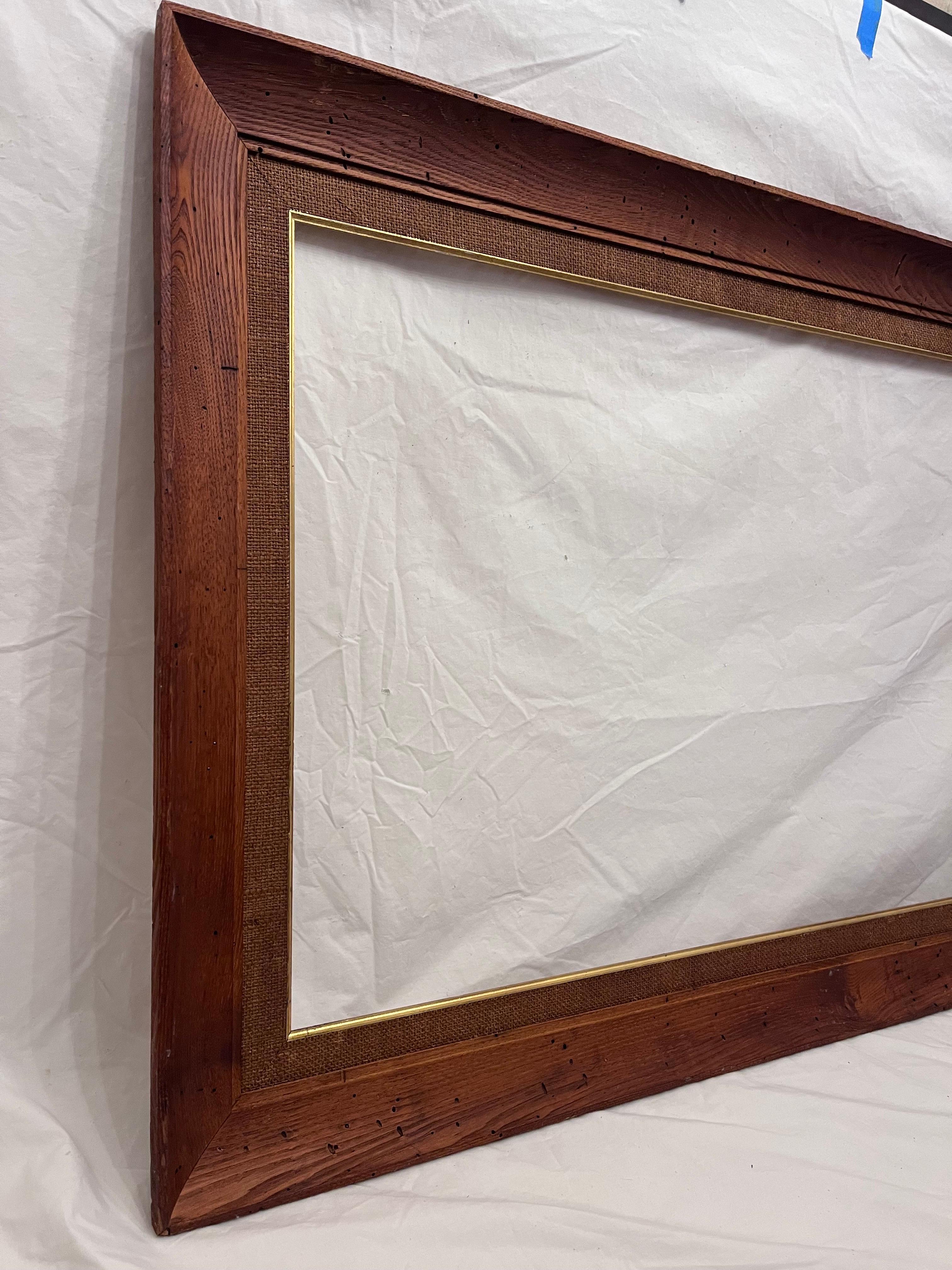Mid-Century Modern Mid 20th Century Large Wormy Chestnut Modernist Style Picture Frame 36 x 24 For Sale