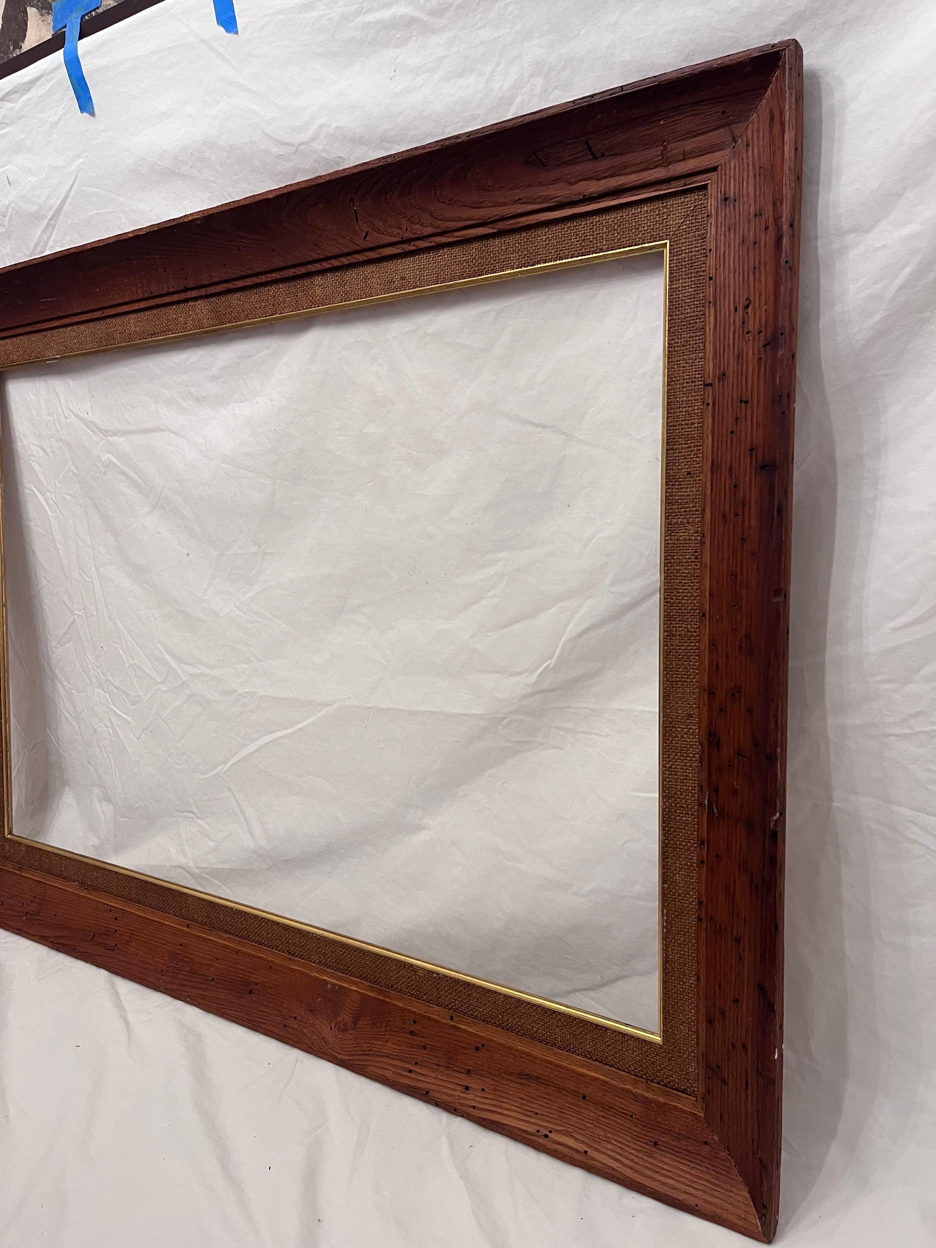 American Mid 20th Century Large Wormy Chestnut Modernist Style Picture Frame 36 x 24 For Sale