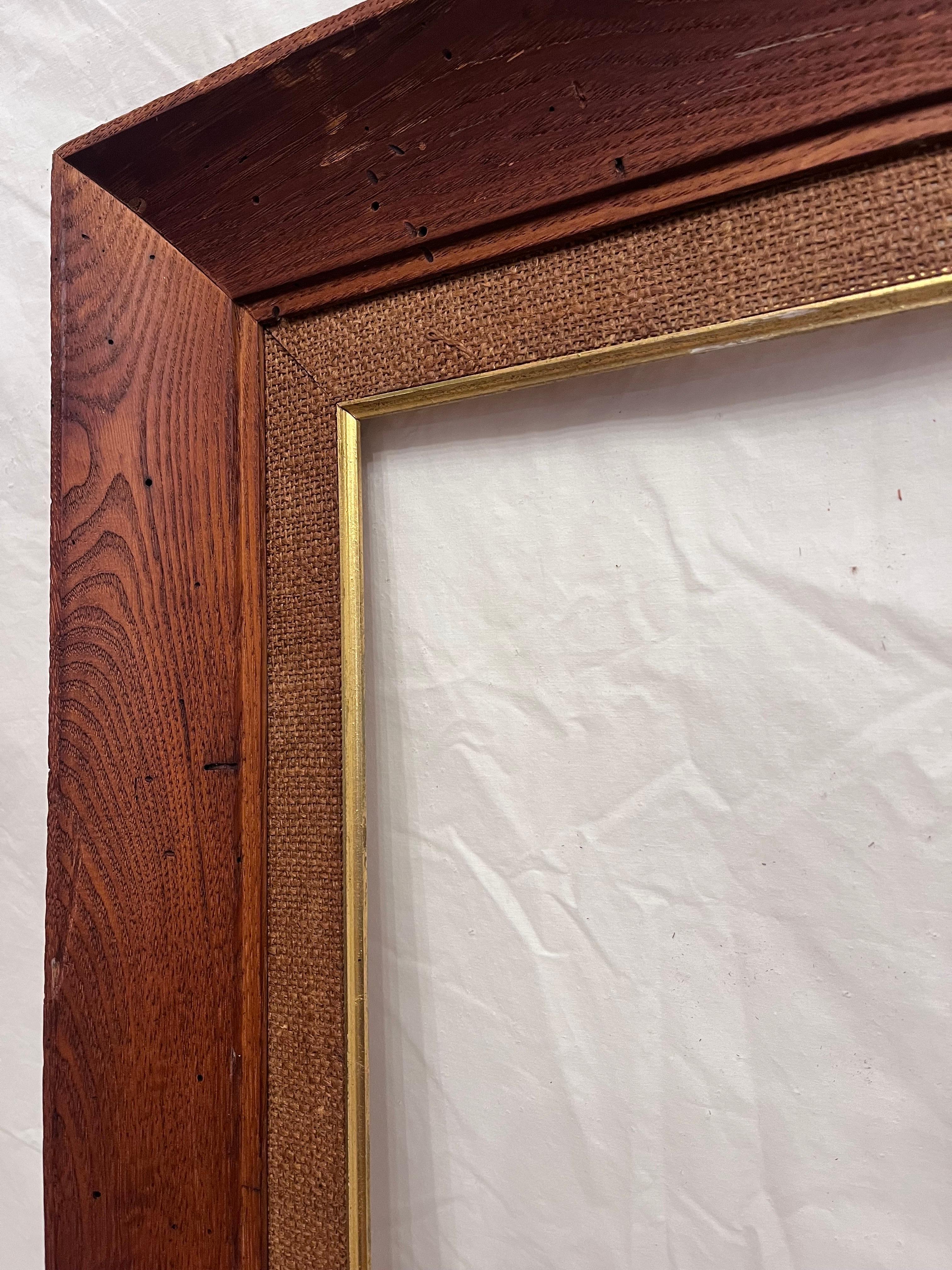 Mid-Century Modern Mid 20th Century Large Wormy Chestnut Modernist Style Picture Frame 36 x 24 For Sale