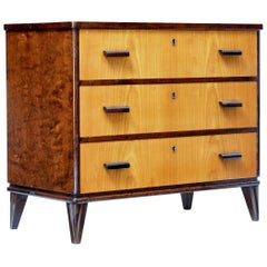 Mid-20th Century Late Art Deco Swedish Birch and Elm Chest of Drawers