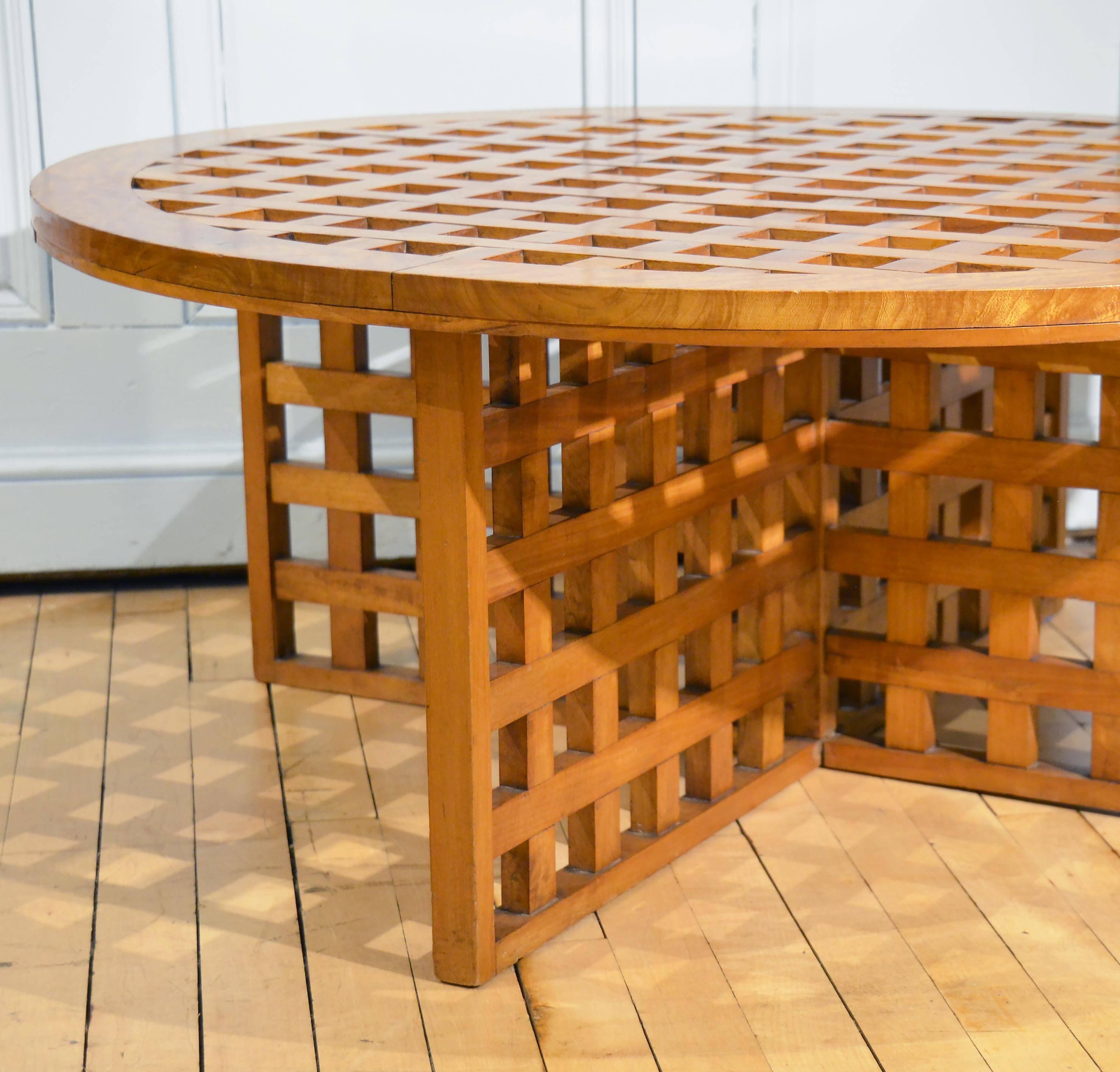 Mid-20th Century Lattice Satinwood Table 1