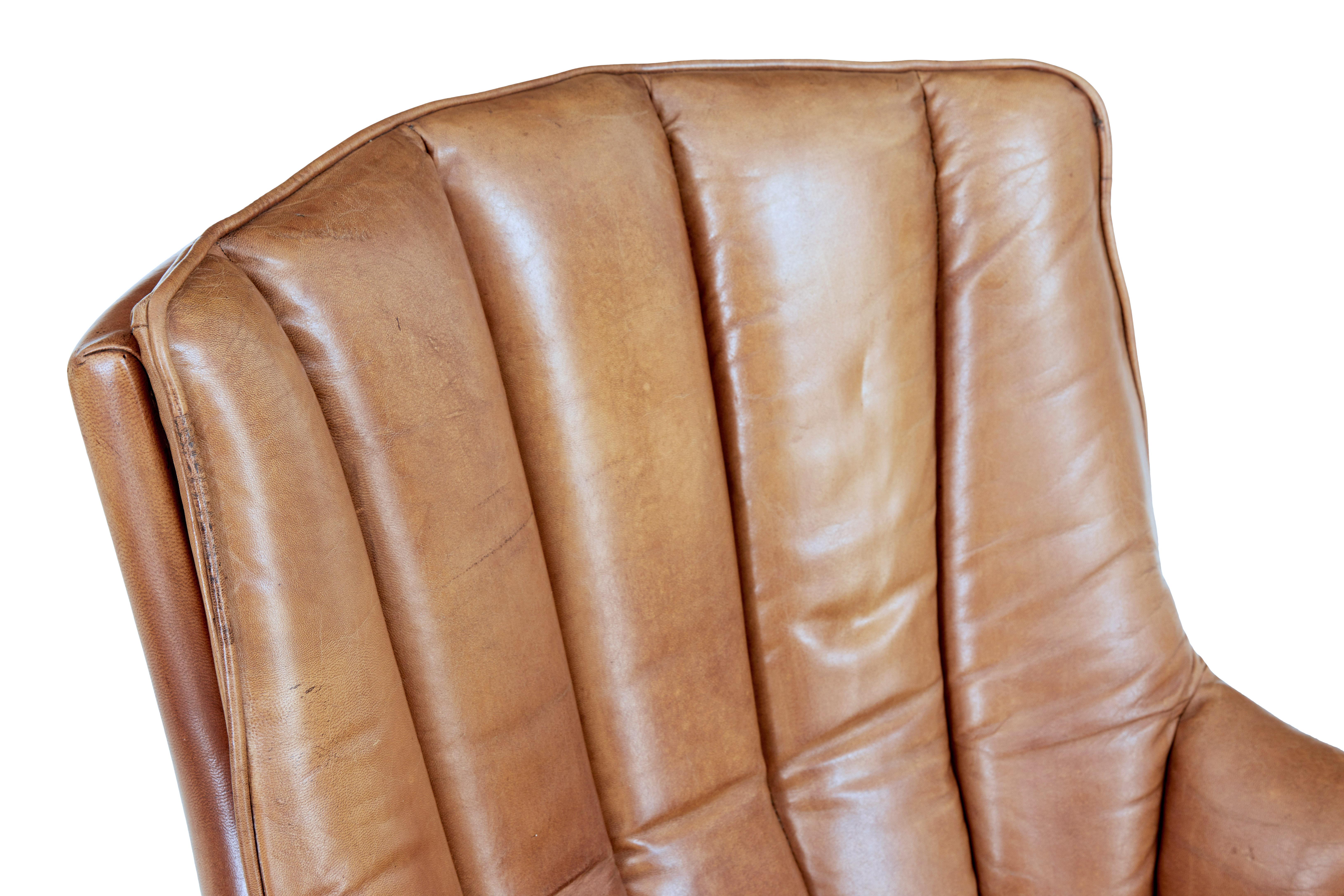 20th Century Mid 20th century leather shell back lounge chair