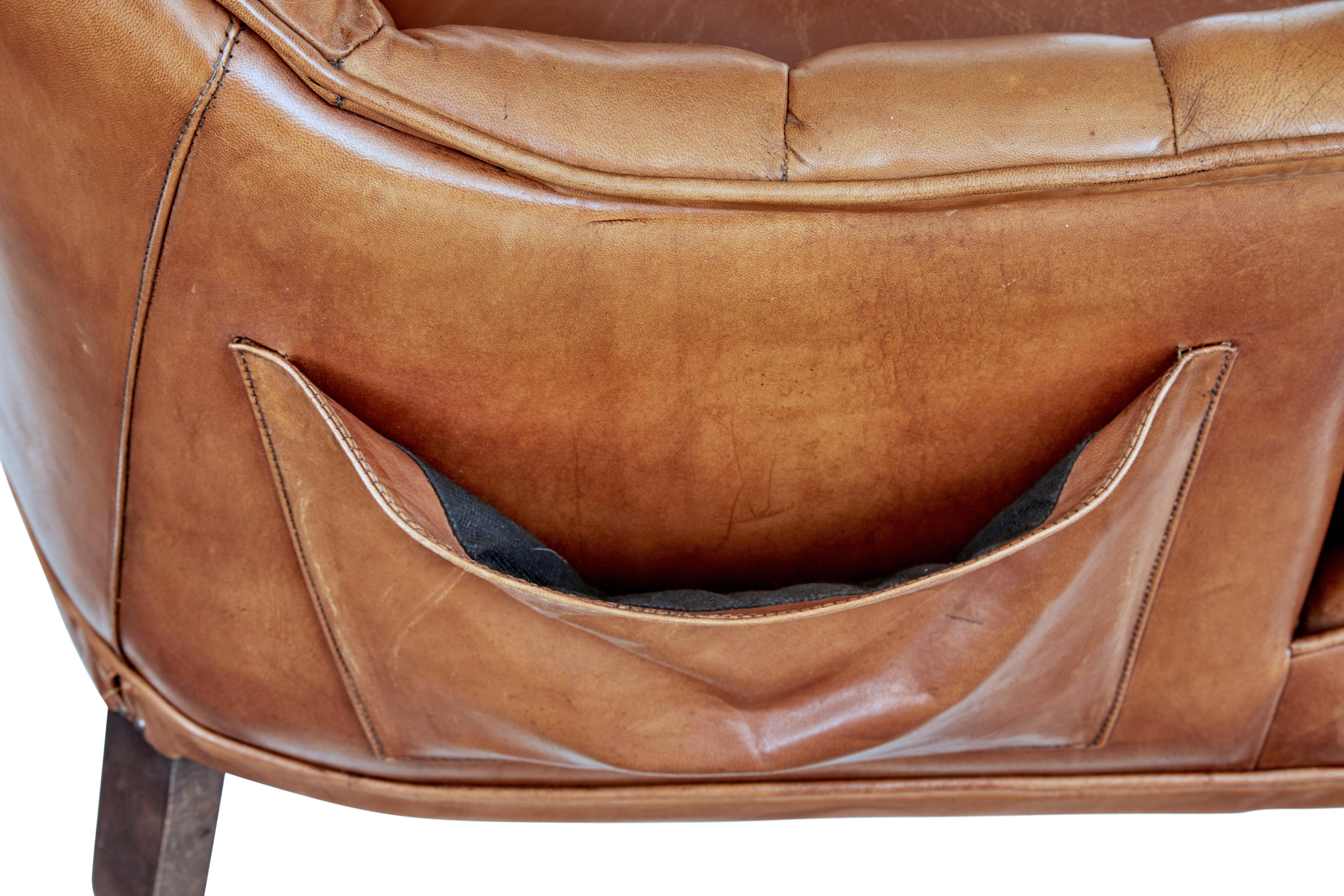 Leather Mid 20th century leather shell back lounge chair