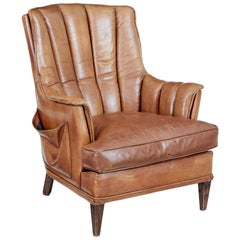 Mid 20th century leather shell back lounge chair