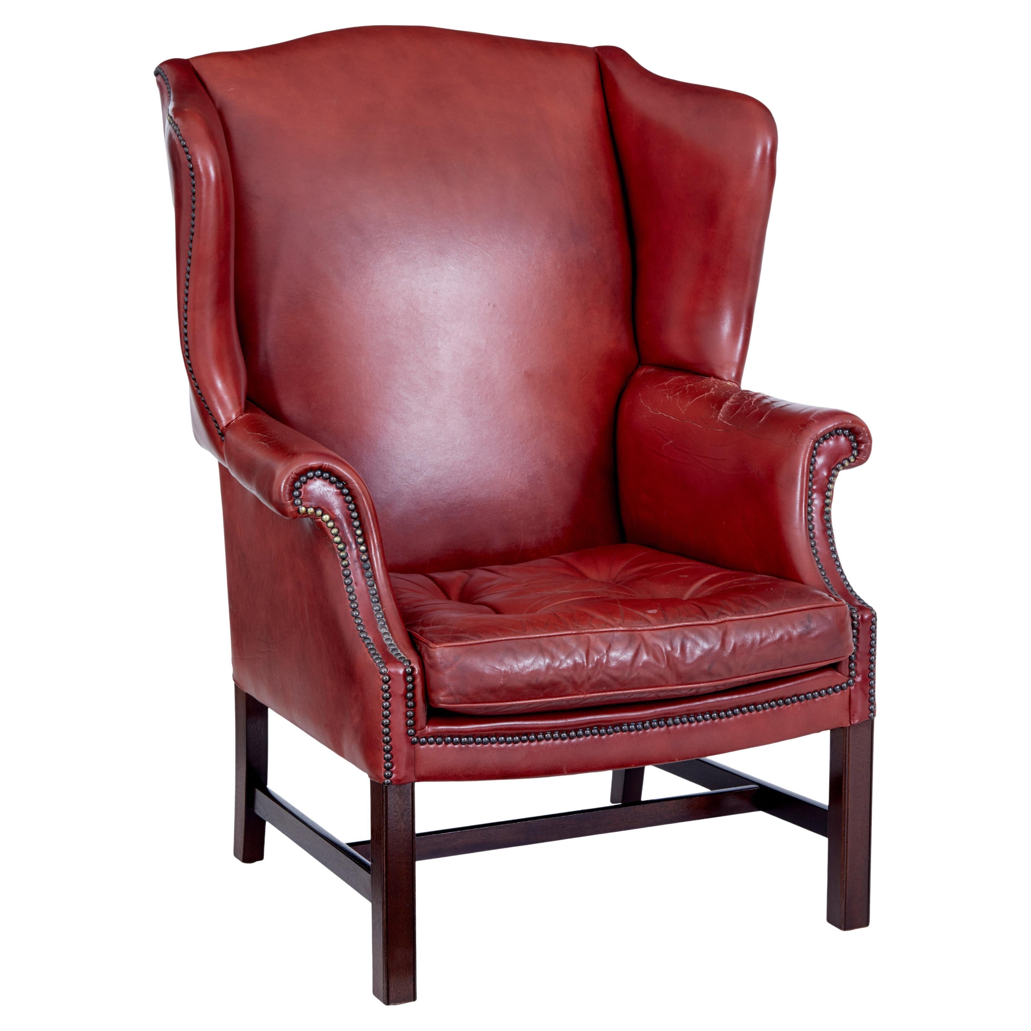 Mid 20th century leather wingback armchair