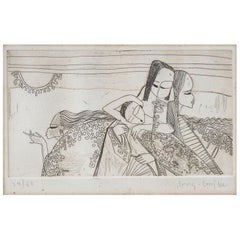 Mid-20th Century Lee Long Looi Abstract Etching