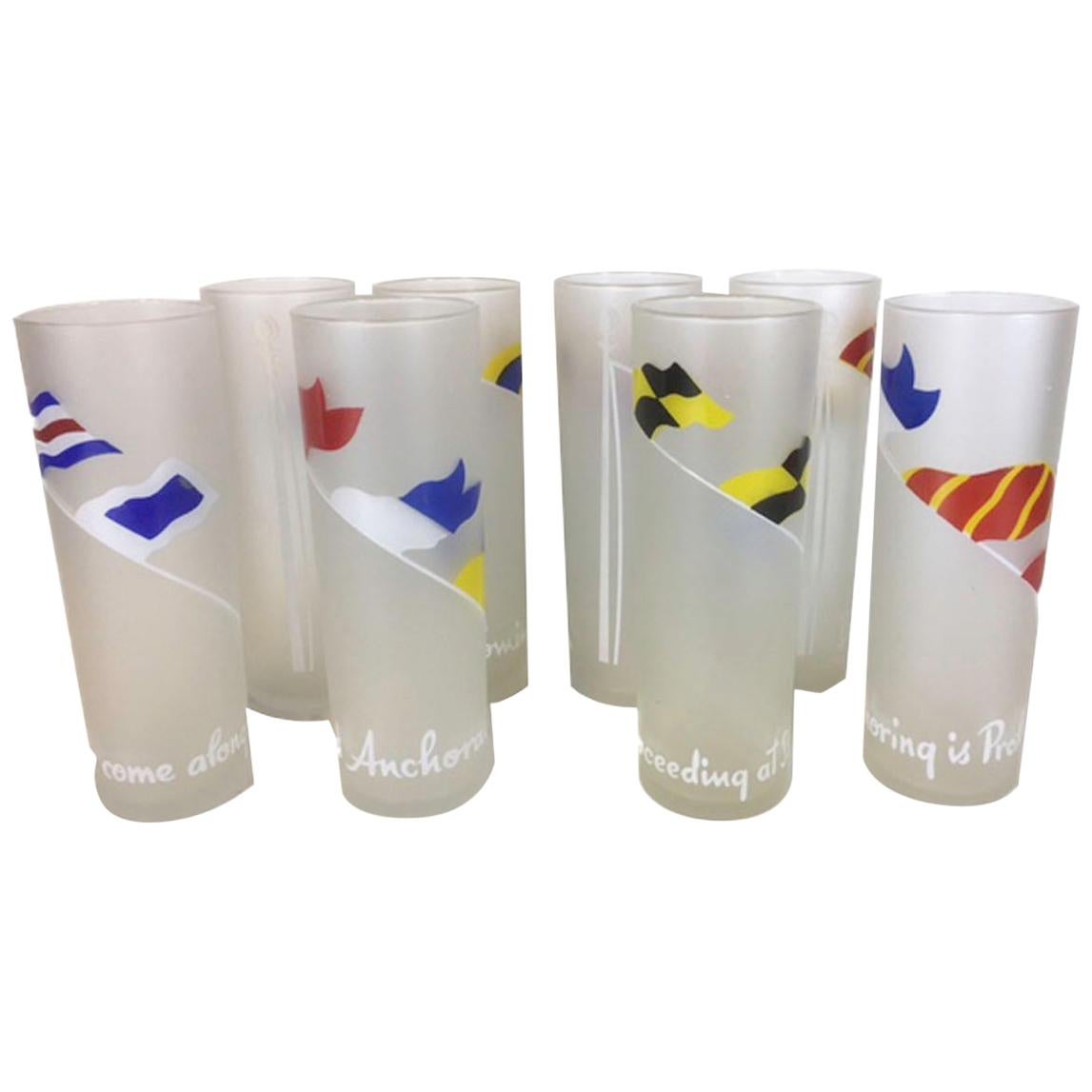 Mid-20th Century, Libbey Glass Company, "Anchors Aweigh" Tom Collins Glasses