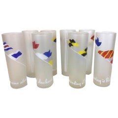 Mid-20th Century, Libbey Glass Company, "Anchors Aweigh" Tom Collins Glasses