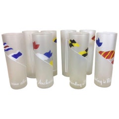 Retro Mid-20th Century, Libbey Glass Company, "Anchors Aweigh" Tom Collins Glasses
