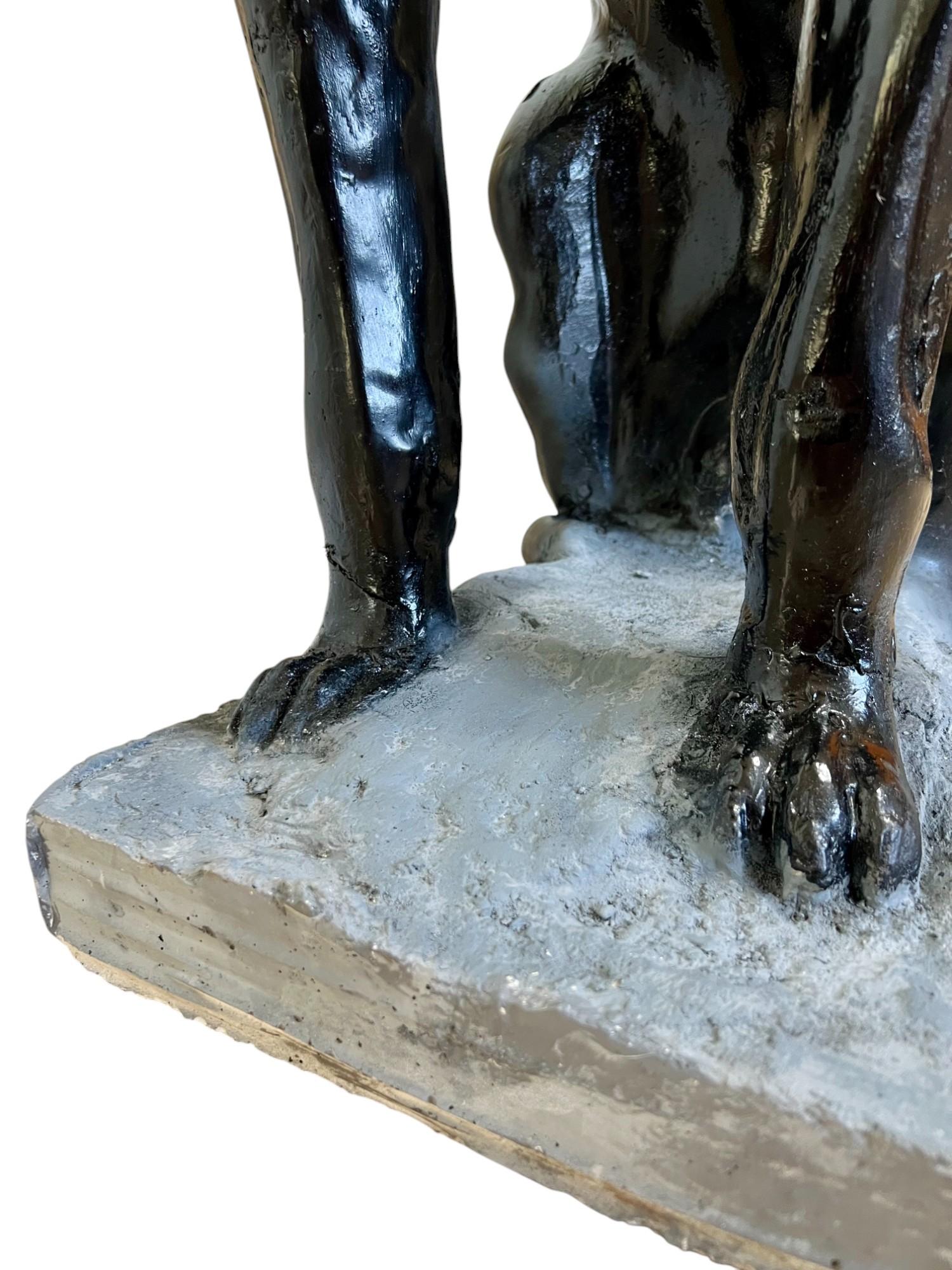Estatua de perro gran danés de mediados del siglo xx, tamaño natural, en tiza negra en venta 4