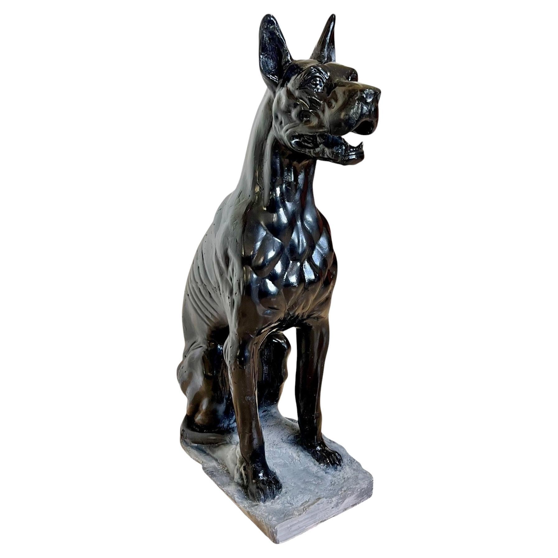Estatua de perro gran danés de mediados del siglo xx, tamaño natural, en tiza negra Moderno de mediados de siglo en venta