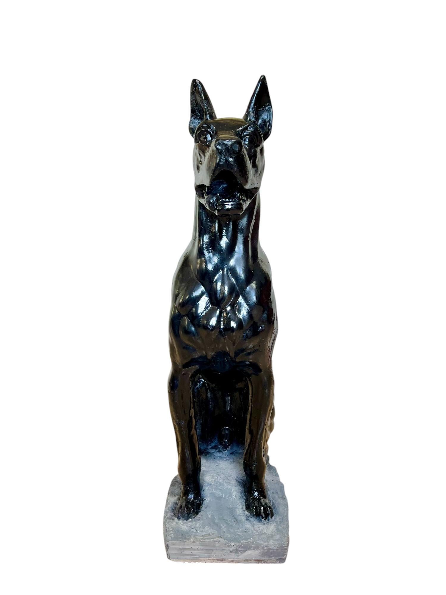 Estatua de perro gran danés de mediados del siglo xx, tamaño natural, en tiza negra Desconocido en venta