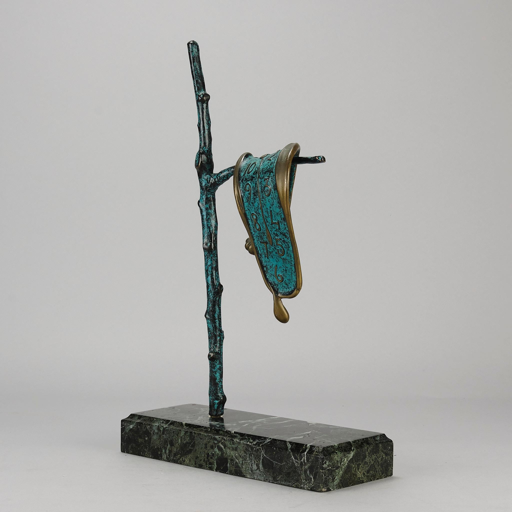 A fabulous limited edition bronze sculpture depicting a melting clock draped over the branch of a tree. Signed, numbered 139/350, dated 1981 and with Camblest foundry seal.

The bronze sculpture of The Persistence of Memory by Salvador Dalí