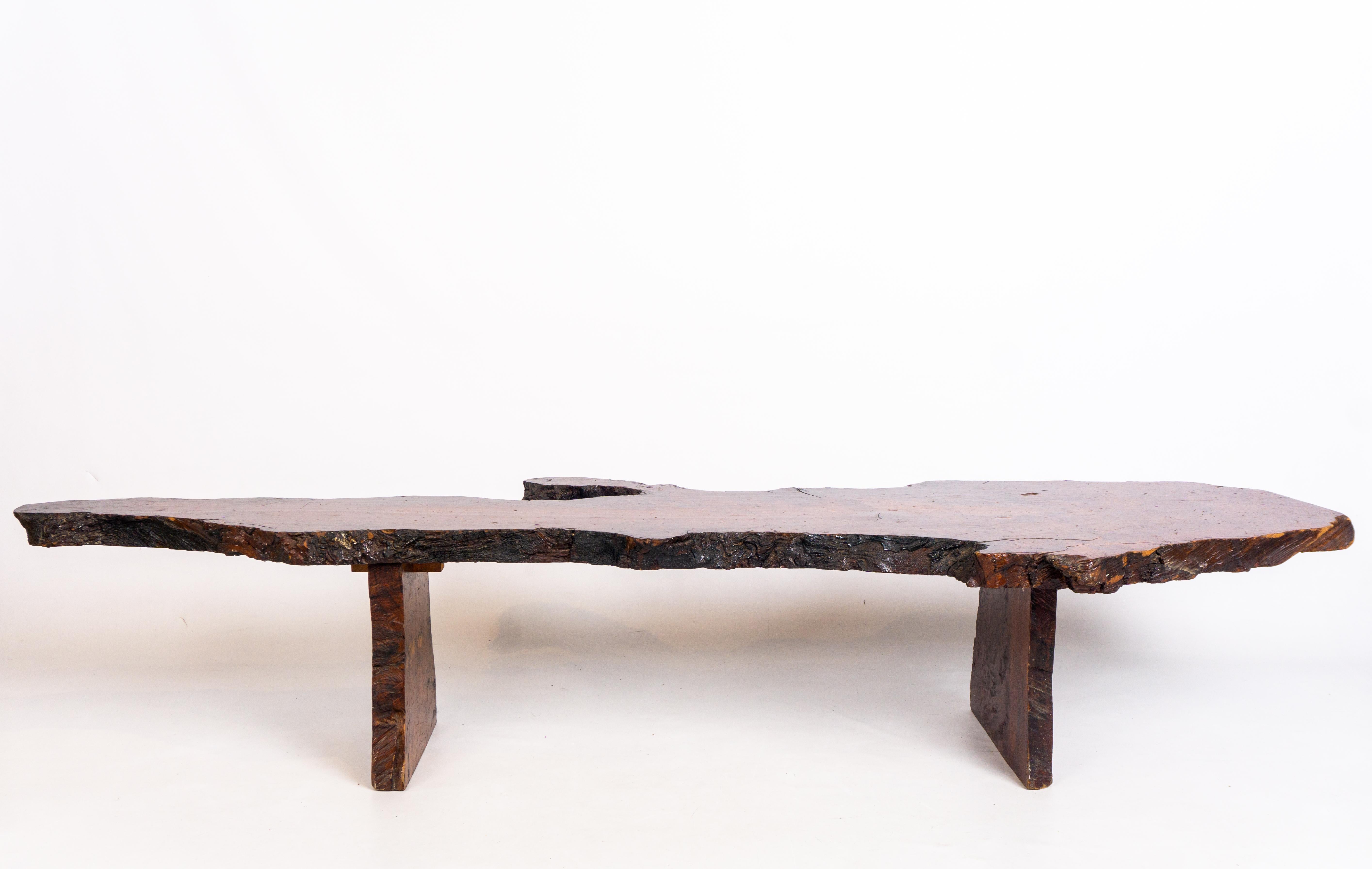 Hand-Crafted Mid 20th Century Live Edge Redwood Bench / Coffee Table For Sale