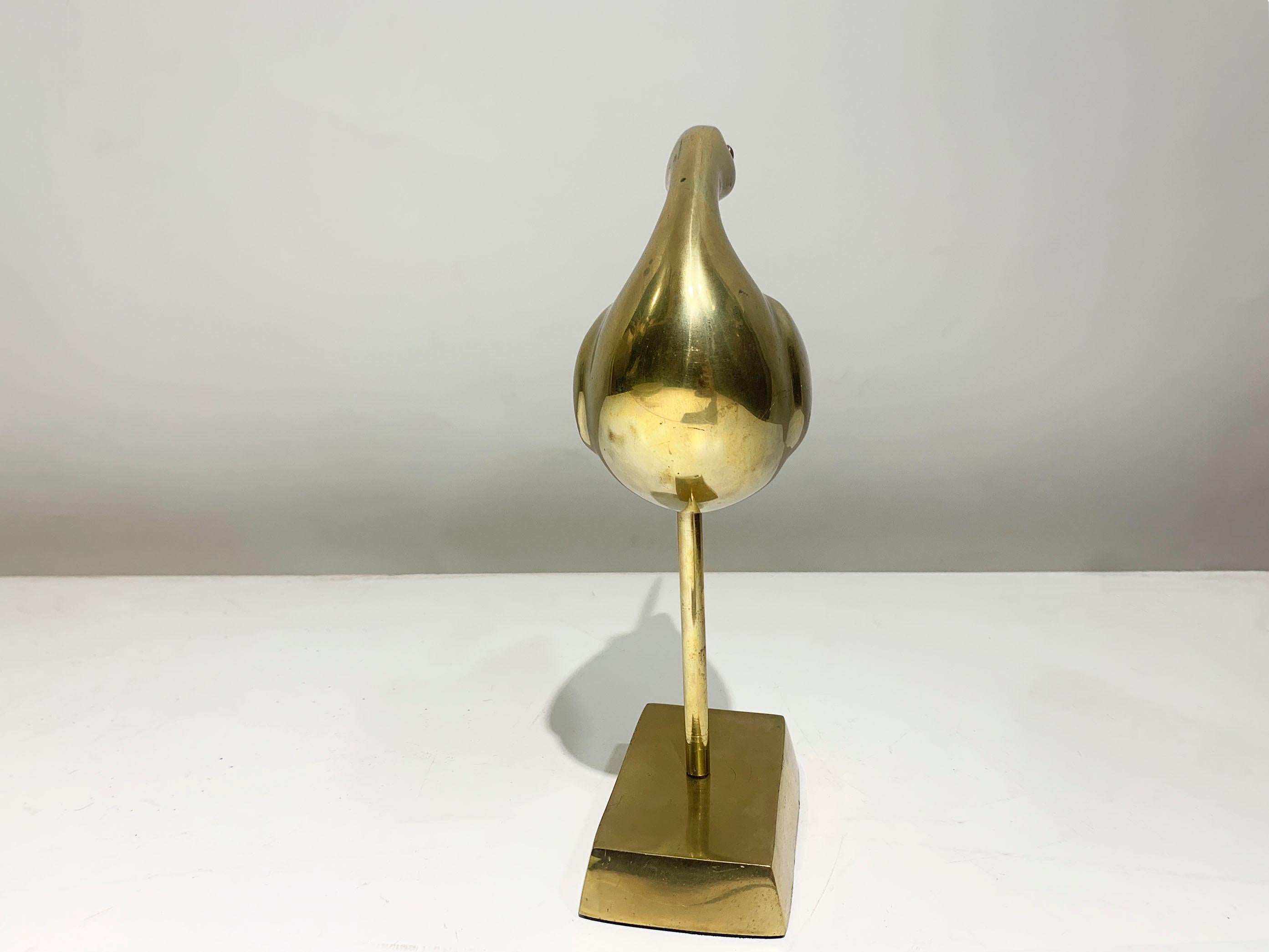 Mid 20th Century Long Billed Curlew Bird Statue in Brass, 1970 For Sale 1