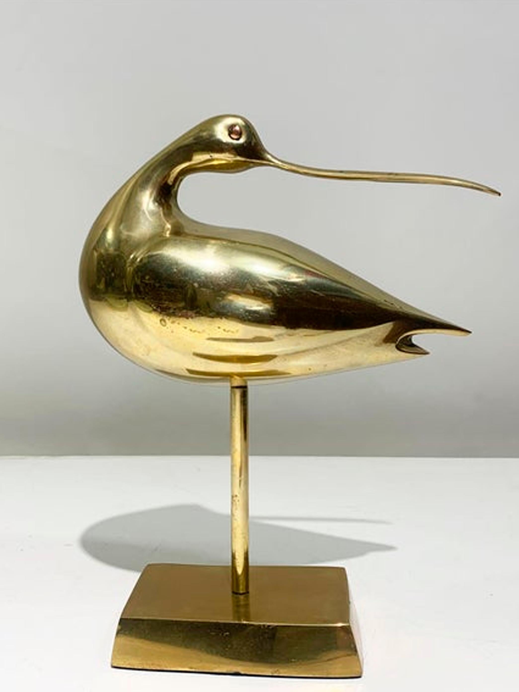Statua di uccello Billing della metà del XX secolo in ottone, 1970 in vendita 2