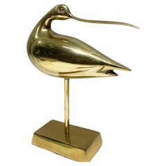 Statue d'oiseau galbé du milieu du 20e siècle en laiton, 1970