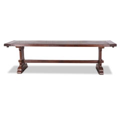 Mid-20th Century Long Solid Oak Trestle Table