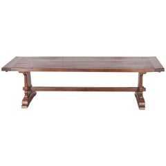 Mid-20th Century Long Solid Oak Trestle Table