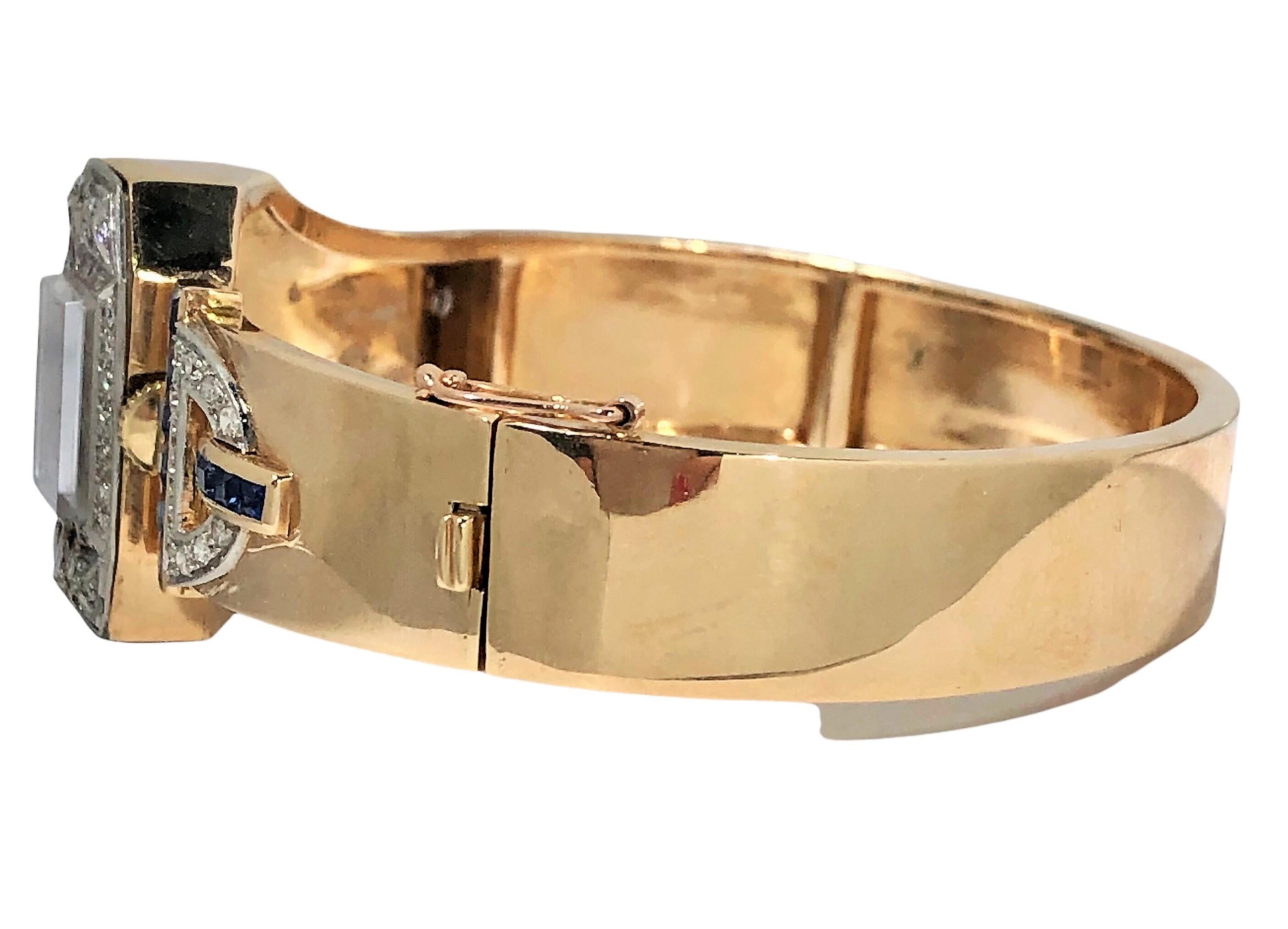 Mid-20th Century Longines Driving Watch in 14K Gold and Platinum with Gemstones In Good Condition For Sale In Palm Beach, FL