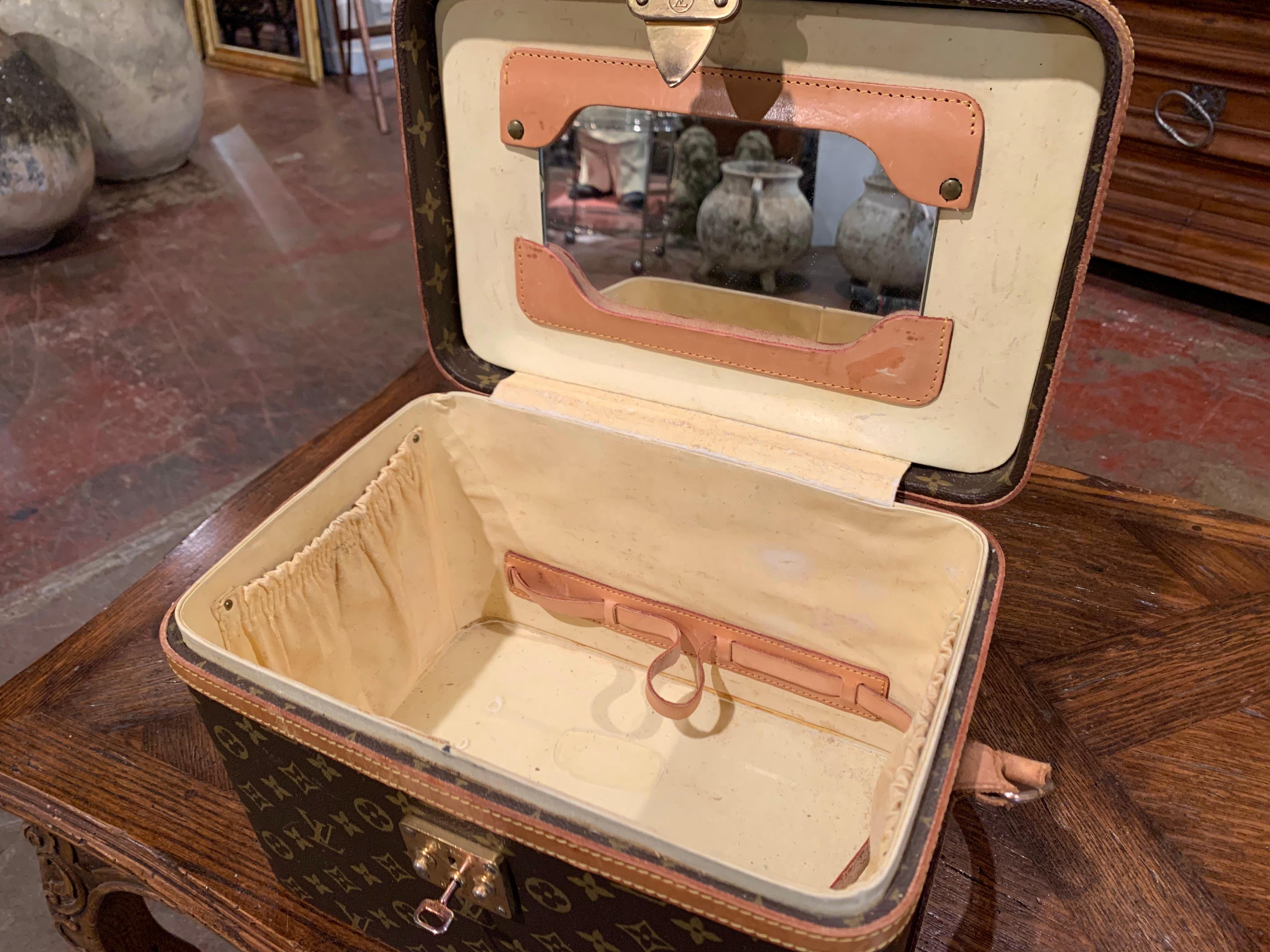 Hand-Crafted Mid-20th Century Louis Vuitton Train Case Vanity Travel Make Up Box