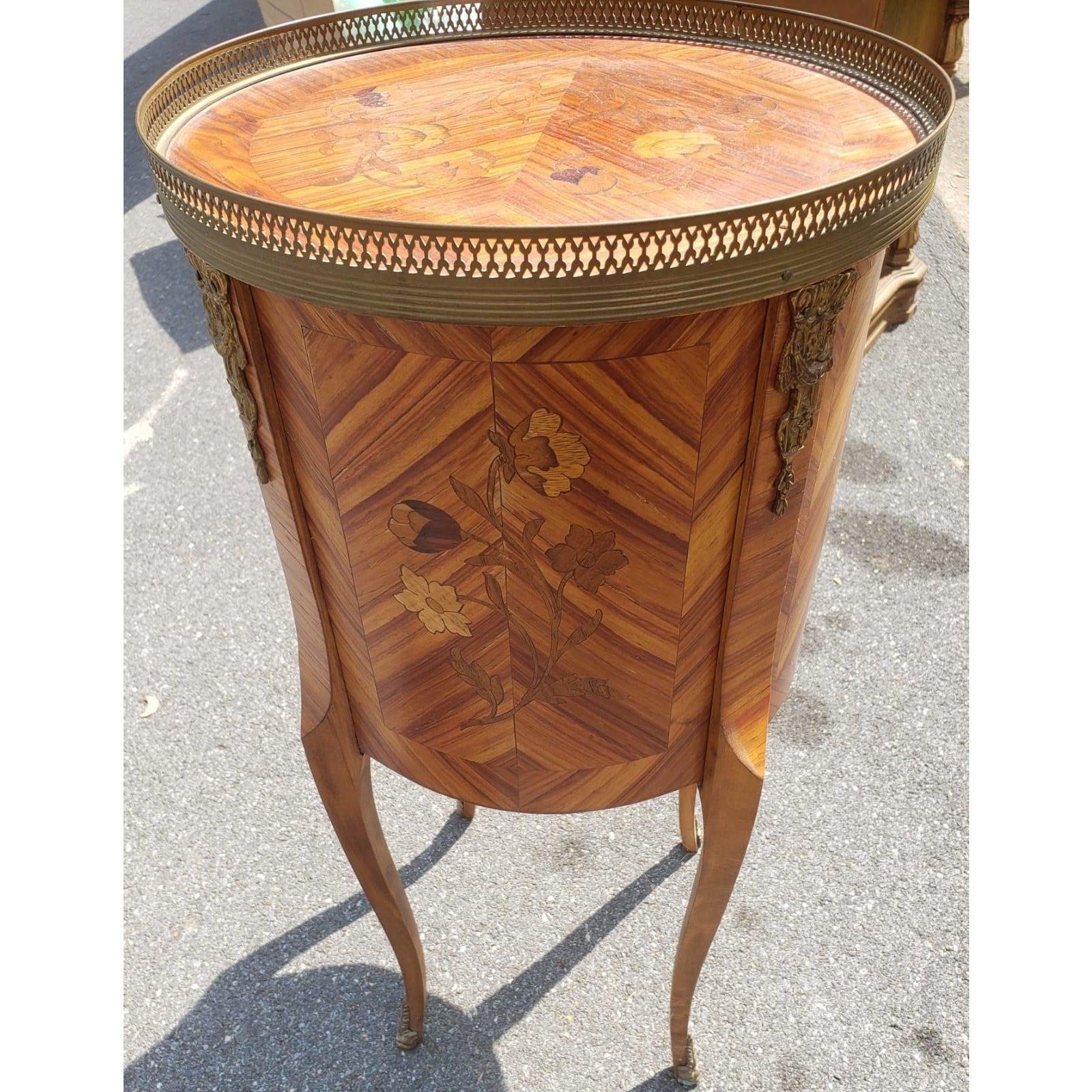 Mid-20th Century Mid 20th Century Louis XV Marquetry Side Table with Ormolu Gallery