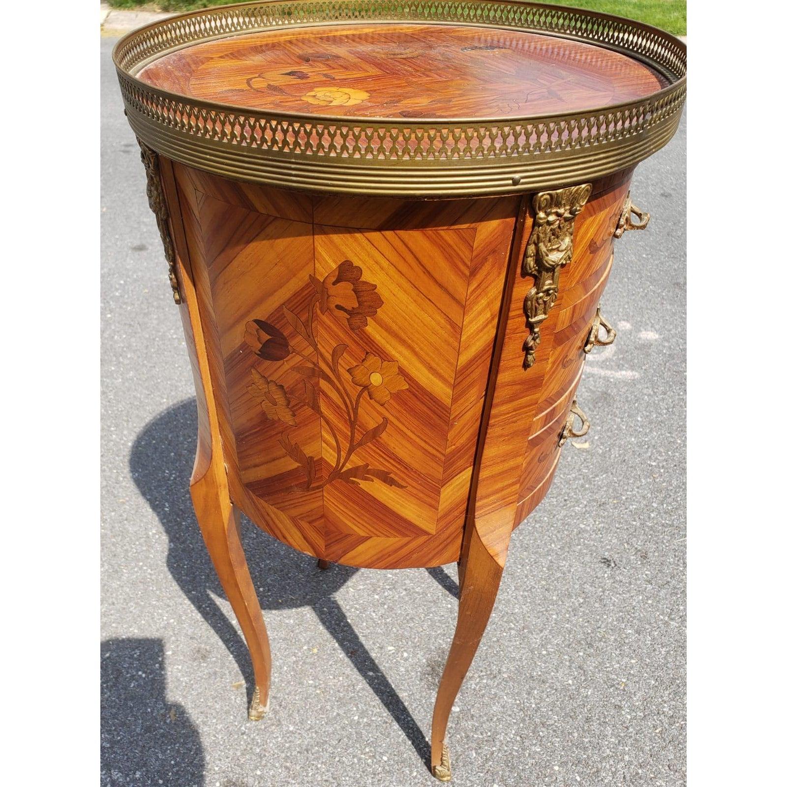 Mahogany Mid 20th Century Louis XV Marquetry Side Table with Ormolu Gallery