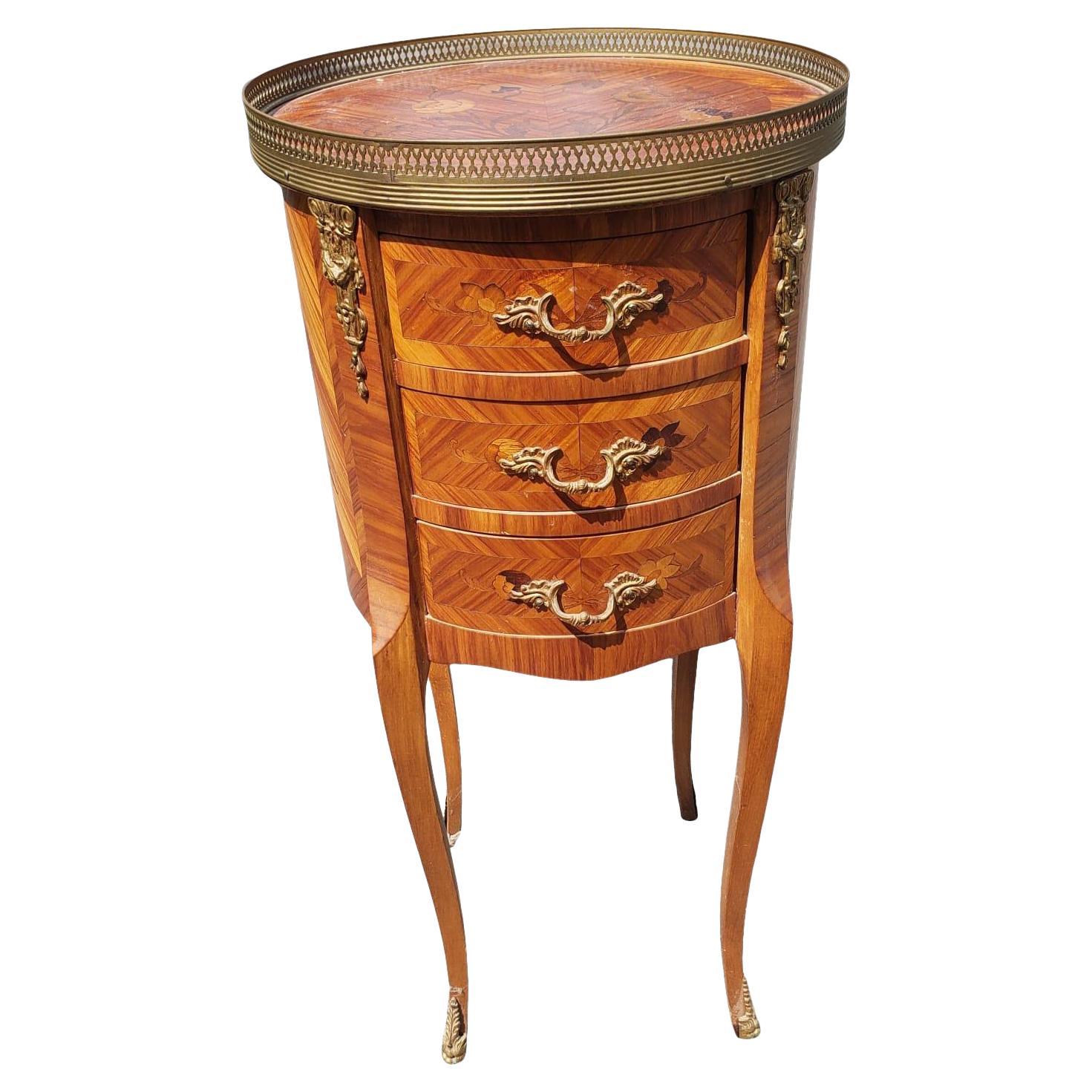 Mid 20th Century Louis XV Marquetry Side Table with Ormolu Gallery