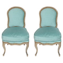 Mid 20th Century Louis XV Style Slipper Chairs, A Pair