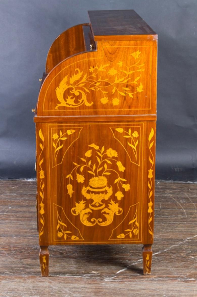 Mid 20th Century Louis XVI Marquertry Roll Top Desk In Good Condition For Sale In New Orleans, LA