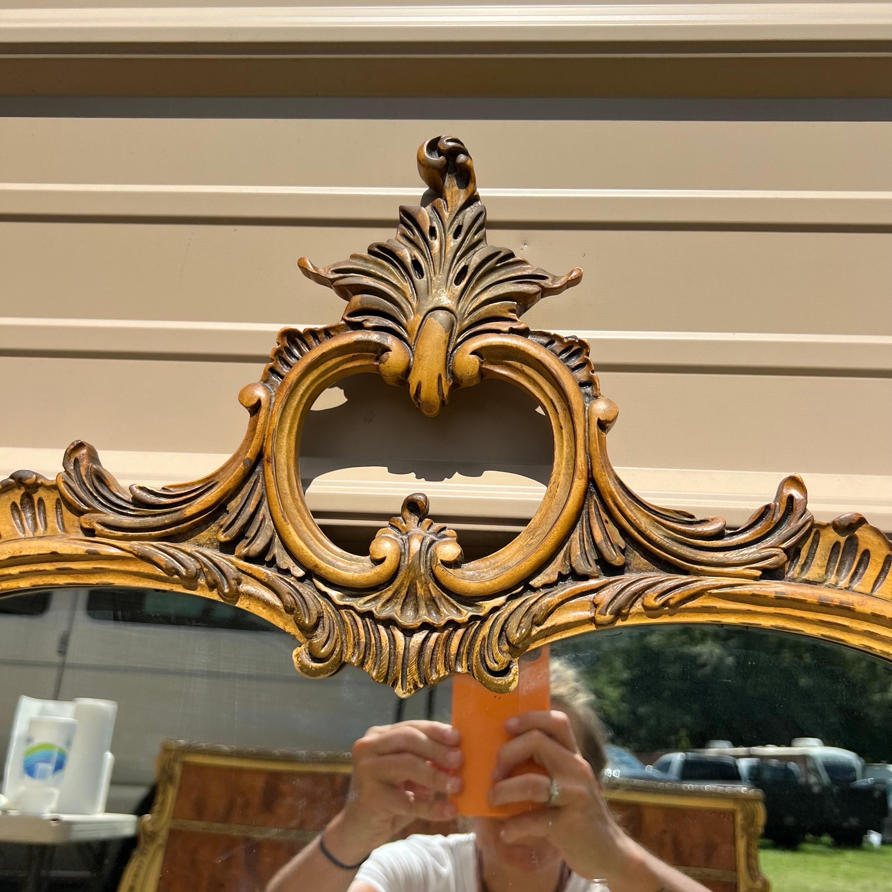 Mid-20th Century  Louis XVI Style Carved, Painted and Giltwood Ornate Mirror For Sale 7